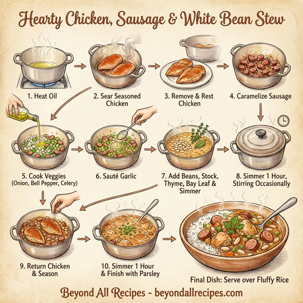 Hearty Chicken, Sausage & White Bean Stew instructions