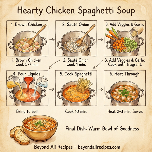 Hearty Chicken Spaghetti Soup instructions