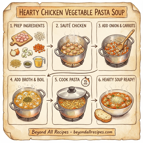 Hearty Chicken Vegetable Pasta Soup instructions