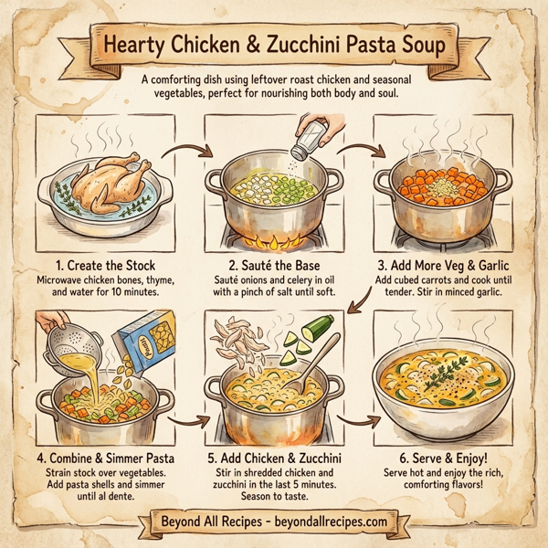 Hearty Chicken & Zucchini Pasta Soup instructions