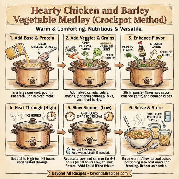 Hearty Chicken and Barley Vegetable Medley instructions
