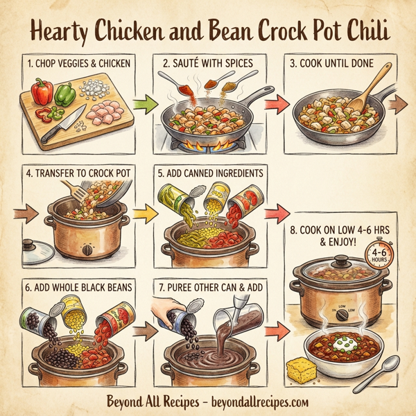 Hearty Chicken and Bean Crock Pot Chili instructions