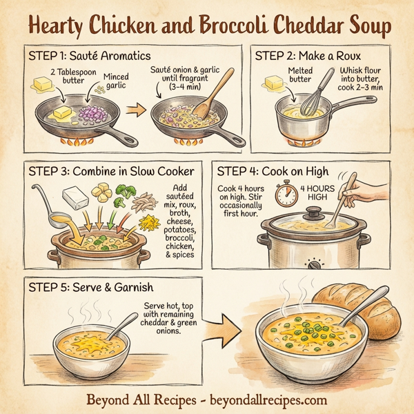 Hearty Chicken and Broccoli Cheddar Soup instructions