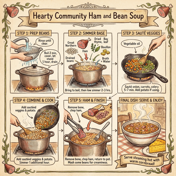 Hearty Community Ham and Bean Soup instructions