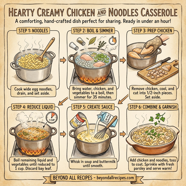 Hearty Creamy Chicken and Noodles Casserole instructions