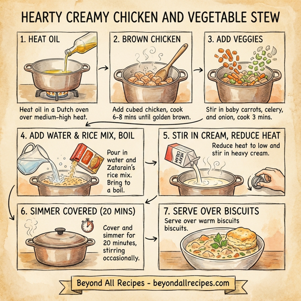 Hearty Creamy Chicken and Vegetable Stew instructions