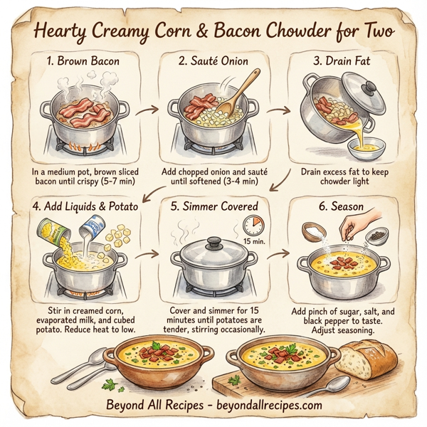 Hearty Creamy Corn & Bacon Chowder for Two instructions