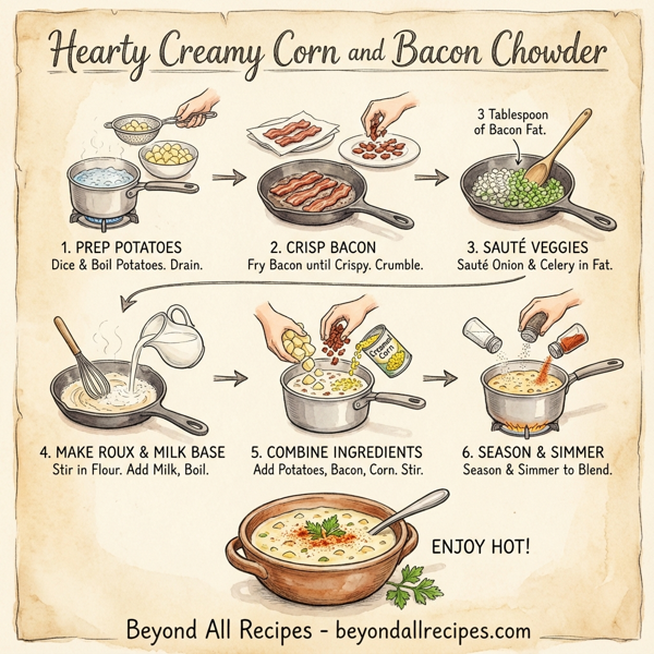 Hearty Creamy Corn and Bacon Chowder instructions