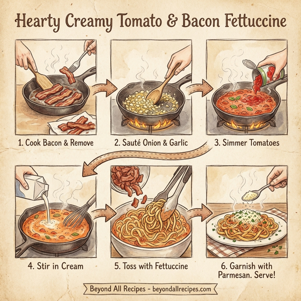 Hearty Creamy Tomato & Bacon Fettuccine instructions