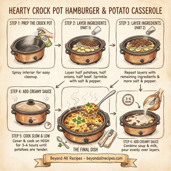 Hearty Crock Pot Hamburger and Potato Casserole instructions