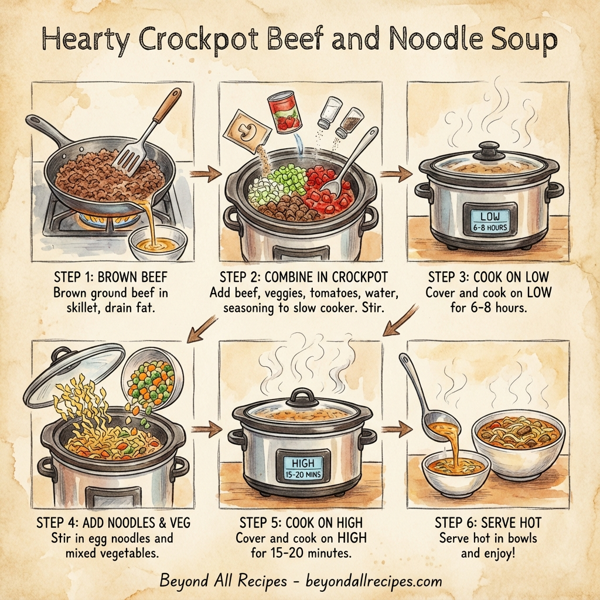 Hearty Crockpot Beef and Noodle Soup instructions