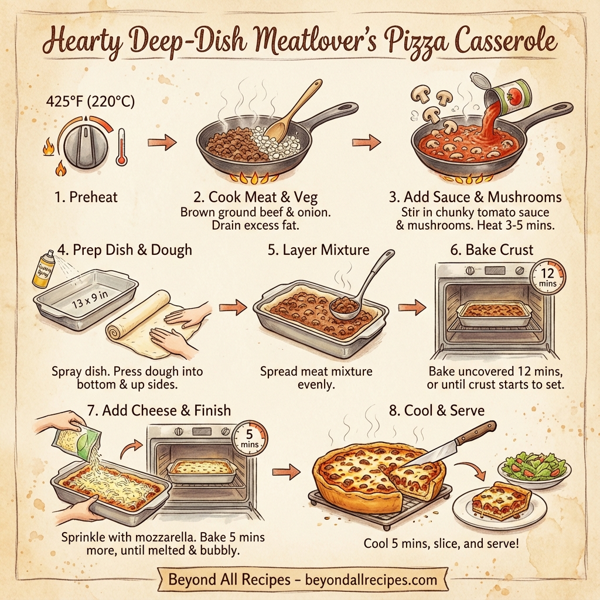 Hearty Deep-Dish Meatlover's Pizza Casserole instructions