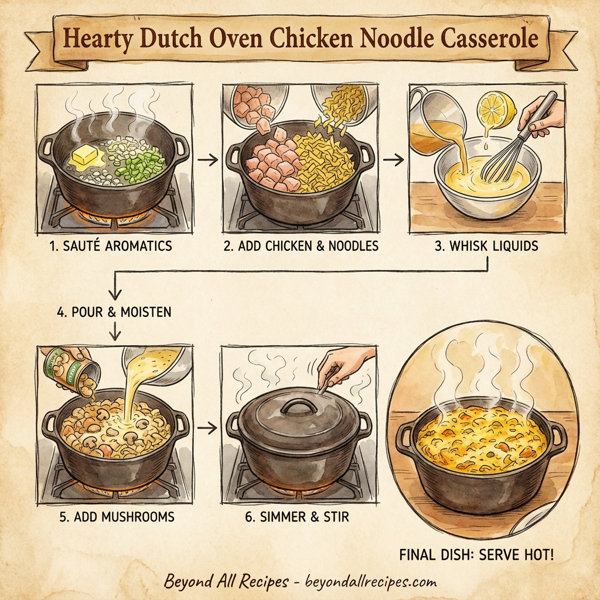 Hearty Dutch Oven Chicken Noodle Casserole instructions