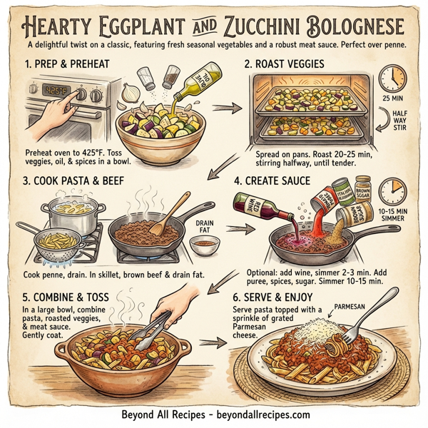 Hearty Eggplant and Zucchini Bolognese instructions