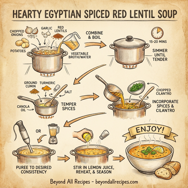 Hearty Egyptian Spiced Red Lentil Soup instructions