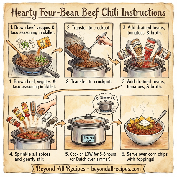 Hearty Four-Bean Beef Chili instructions