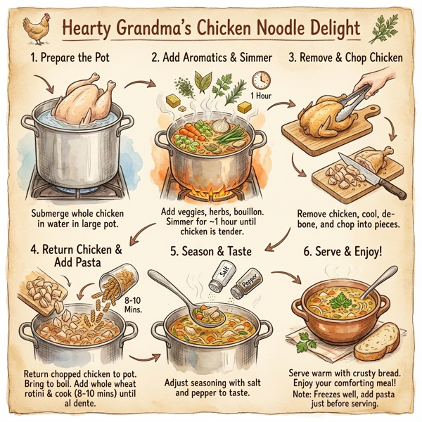 Hearty Grandma's Chicken Noodle Delight instructions