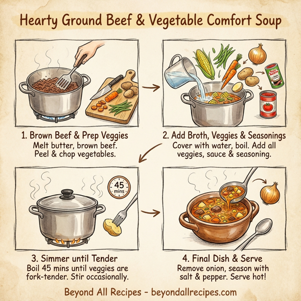 Hearty Ground Beef & Vegetable Comfort Soup instructions