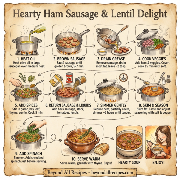 Hearty Ham Sausage & Lentil Delight instructions