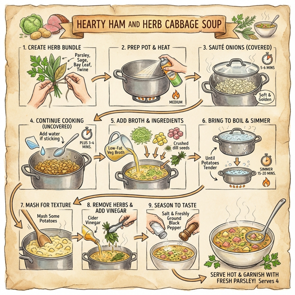 Hearty Ham and Herb Cabbage Soup instructions