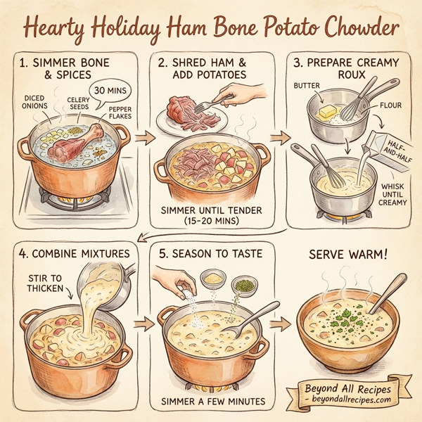 Hearty Holiday Ham Bone Potato Chowder instructions