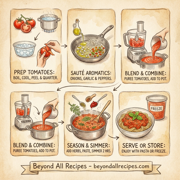 Hearty Homemade Tomato Basil Sauce instructions