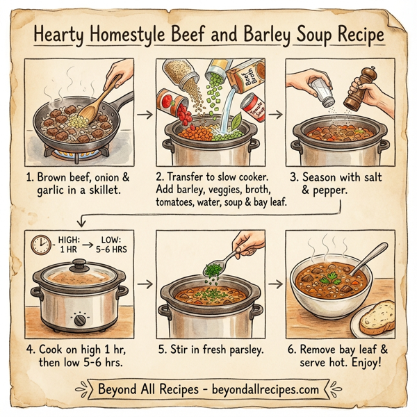 Hearty Homestyle Beef and Barley Soup instructions