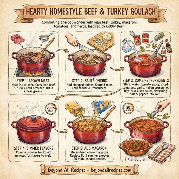 Hearty Homestyle Beef and Turkey Goulash instructions