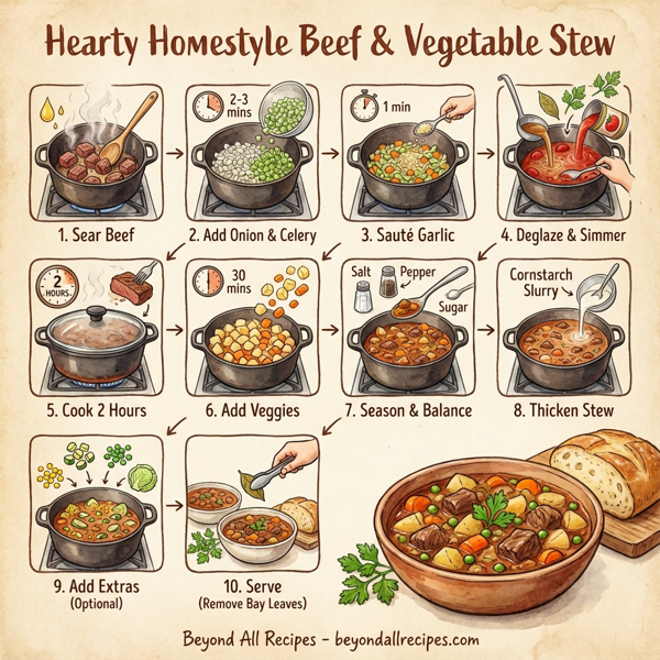 Hearty Homestyle Beef and Vegetable Stew instructions