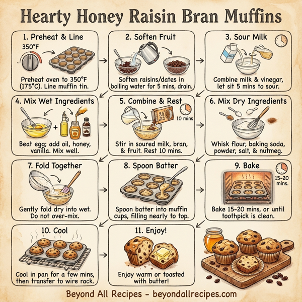 Hearty Honey Raisin Bran Muffins instructions