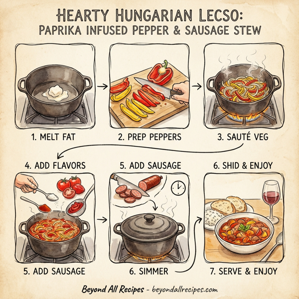 Hearty Hungarian Lecso: Paprika Infused Pepper & Sausage Stew instructions