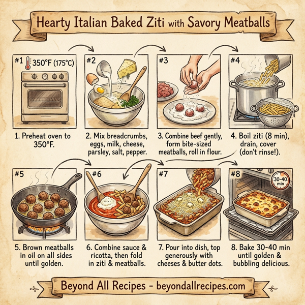 Hearty Italian Baked Ziti with Savory Meatballs instructions