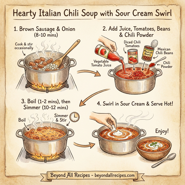 Hearty Italian Chili Soup with Sour Cream Swirl instructions