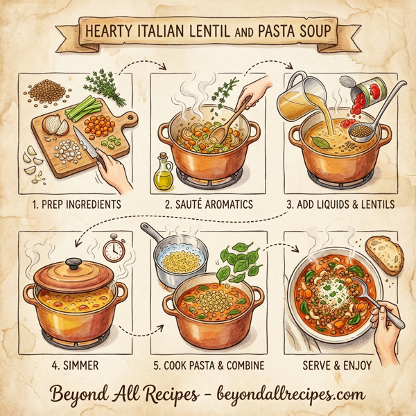 Hearty Italian Lentil and Pasta Soup instructions