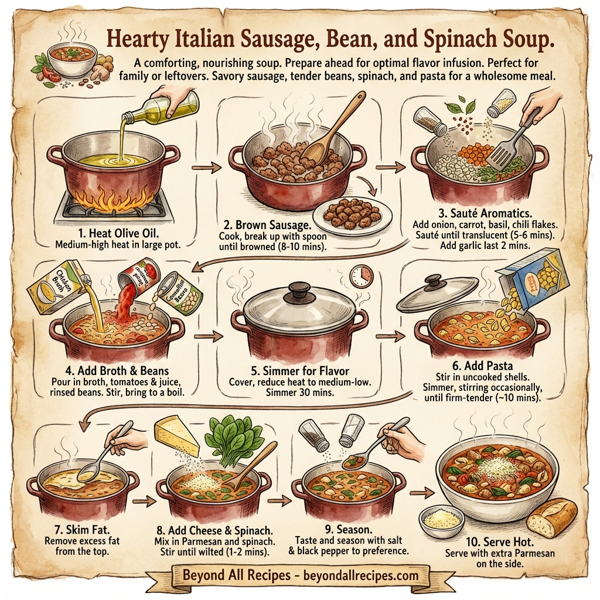 Hearty Italian Sausage, Bean, and Spinach Soup instructions
