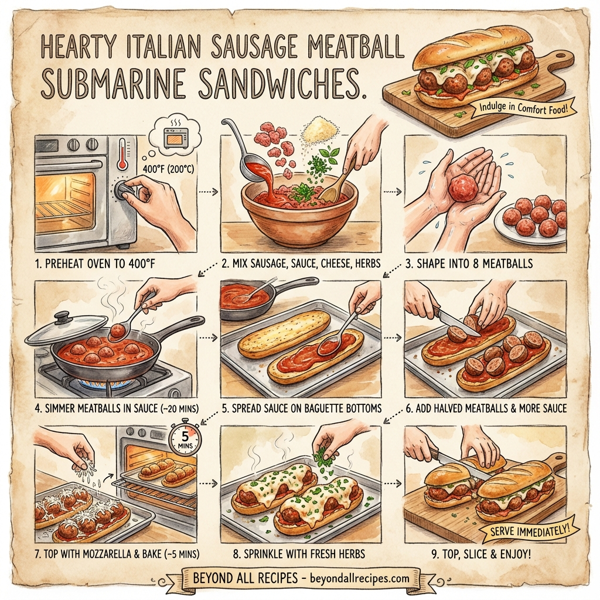 Hearty Italian Sausage Meatball Submarine Sandwiches instructions