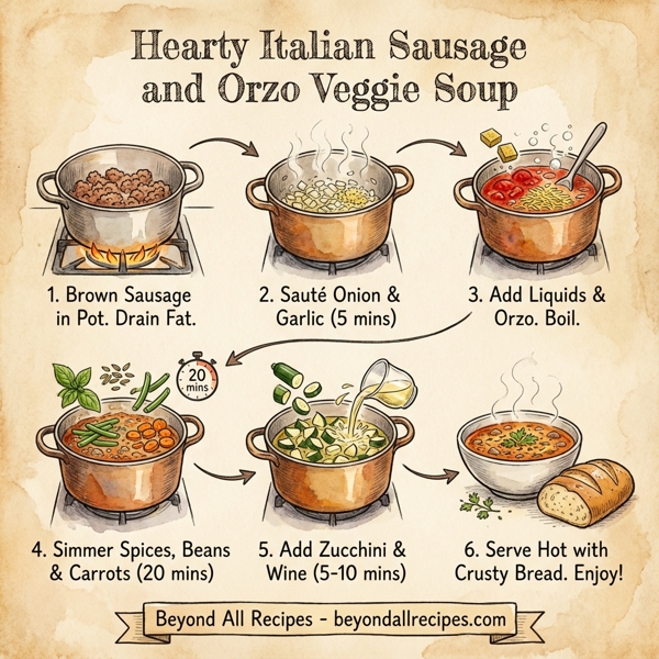 Hearty Italian Sausage and Orzo Veggie Soup instructions