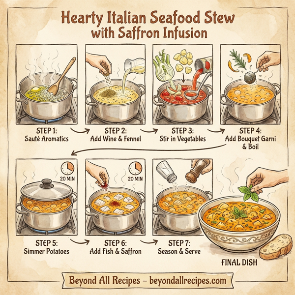 Hearty Italian Seafood Stew with Saffron Infusion instructions