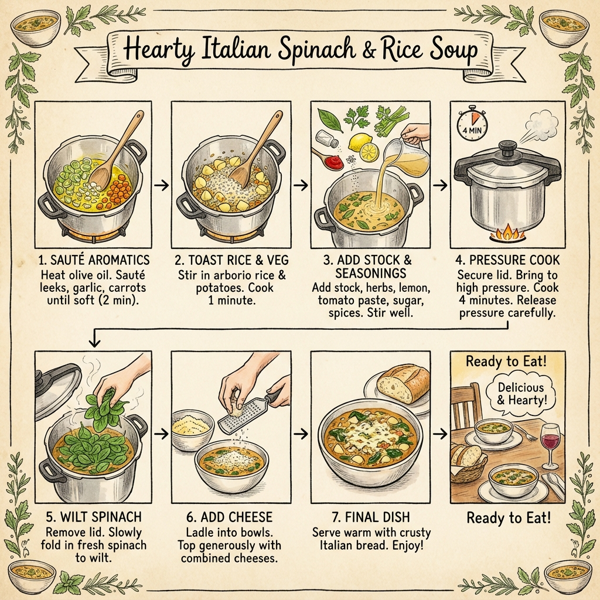 Hearty Italian Spinach and Rice Soup instructions
