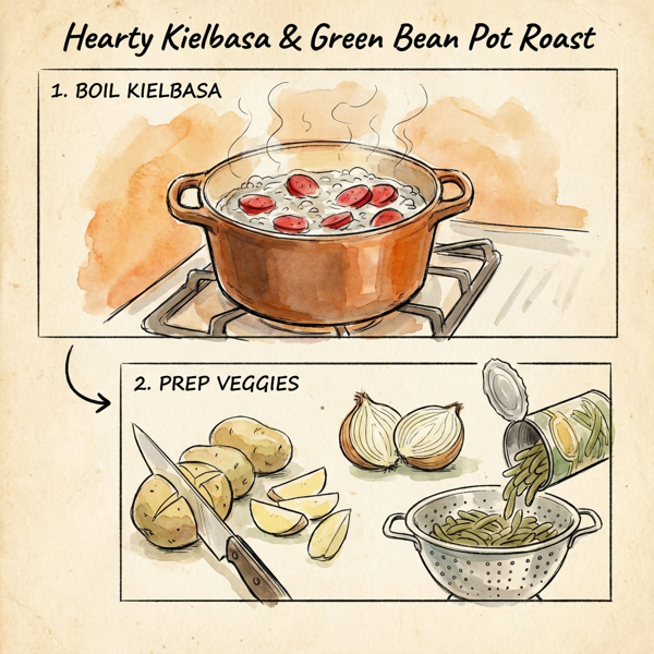 Hearty Kielbasa & Green Bean Pot Roast instructions