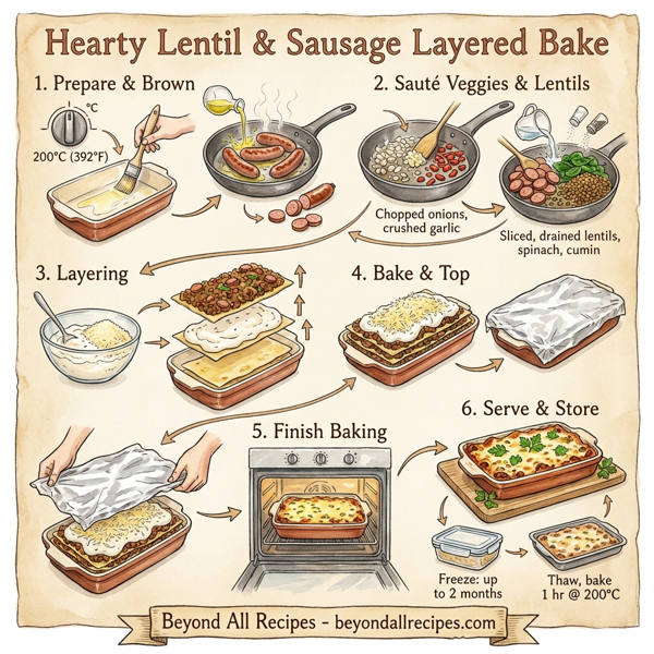 Hearty Lentil & Sausage Layered Bake instructions