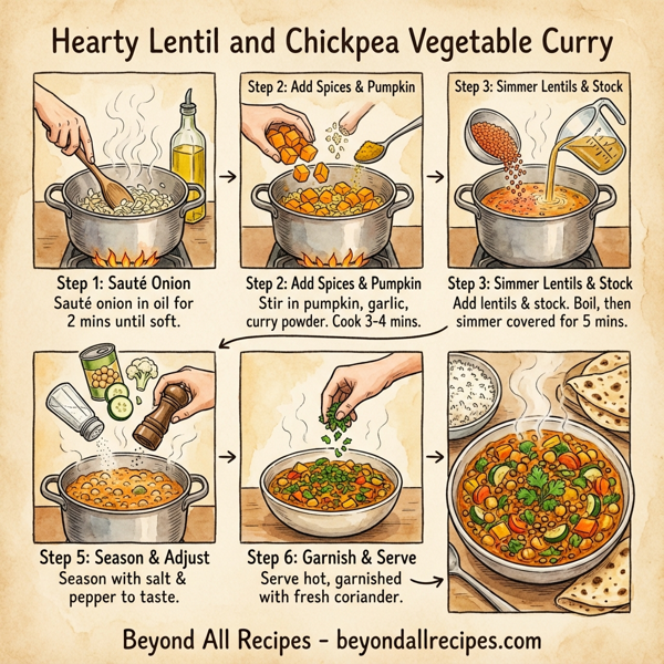 Hearty Lentil and Chickpea Vegetable Curry instructions