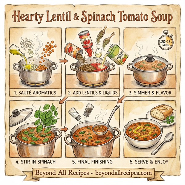 Hearty Lentil and Spinach Tomato Soup instructions