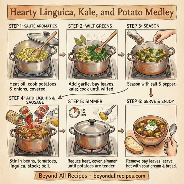 Hearty Linguica, Kale, and Potato Medley instructions