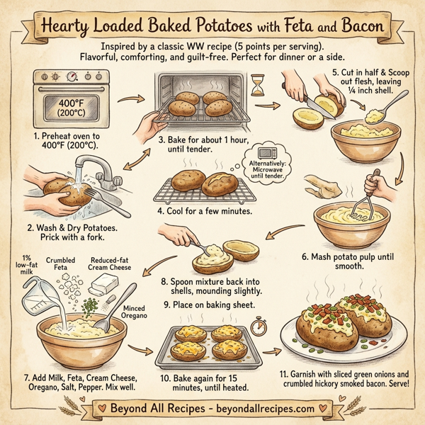 Hearty Loaded Baked Potatoes with Feta and Bacon instructions