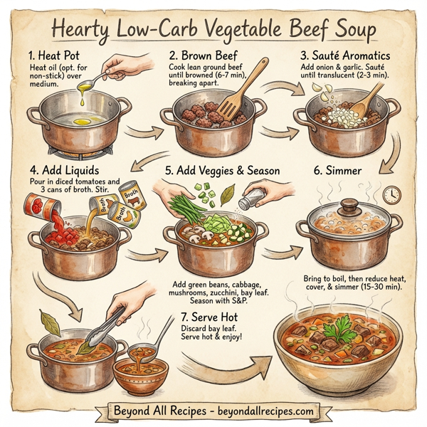 Hearty Low-Carb Vegetable Beef Soup instructions