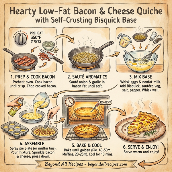Hearty Low-Fat Bacon & Cheese Quiche with Self-Crusting Bisquick Base instructions