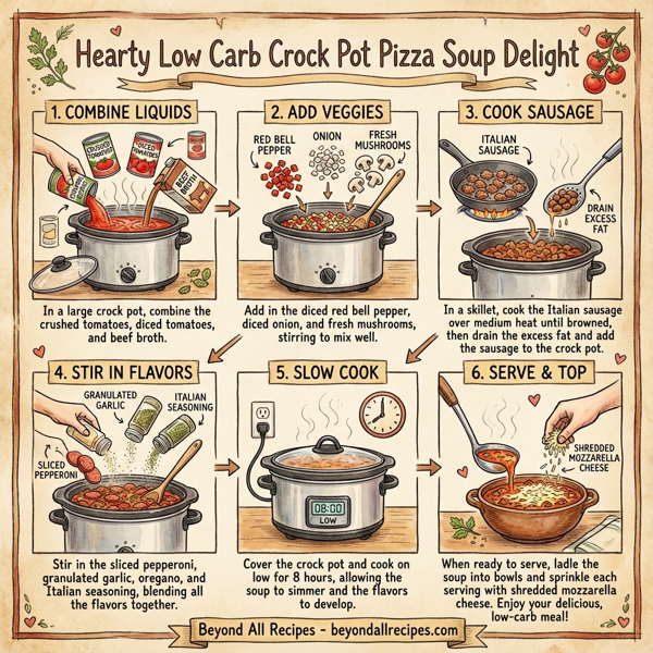 Hearty Low Carb Crock Pot Pizza Soup Delight instructions