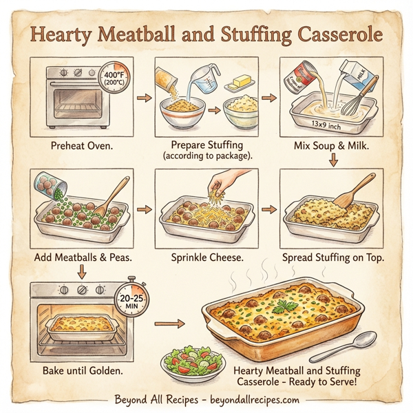 Hearty Meatball and Stuffing Casserole instructions