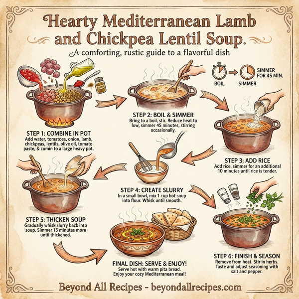 Hearty Mediterranean Lamb and Chickpea Lentil Soup instructions